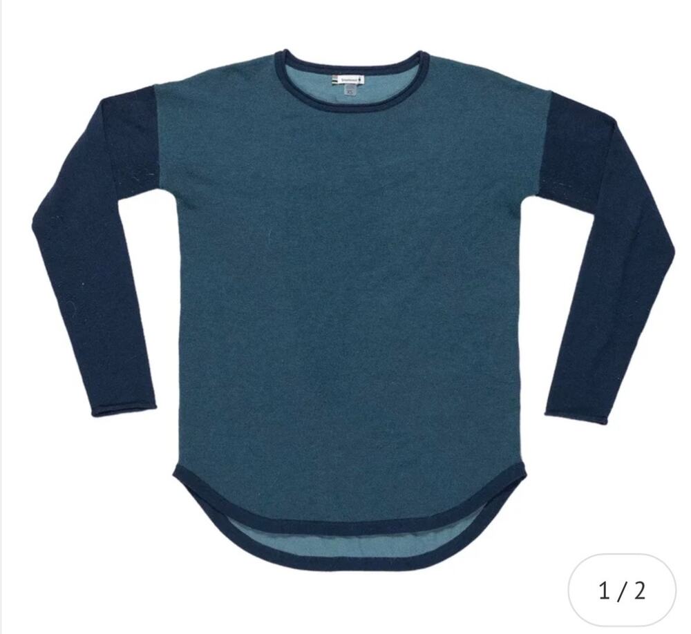 Smartwool Shadow Pine Colorblock Sweater Teal Wool Blend size Small